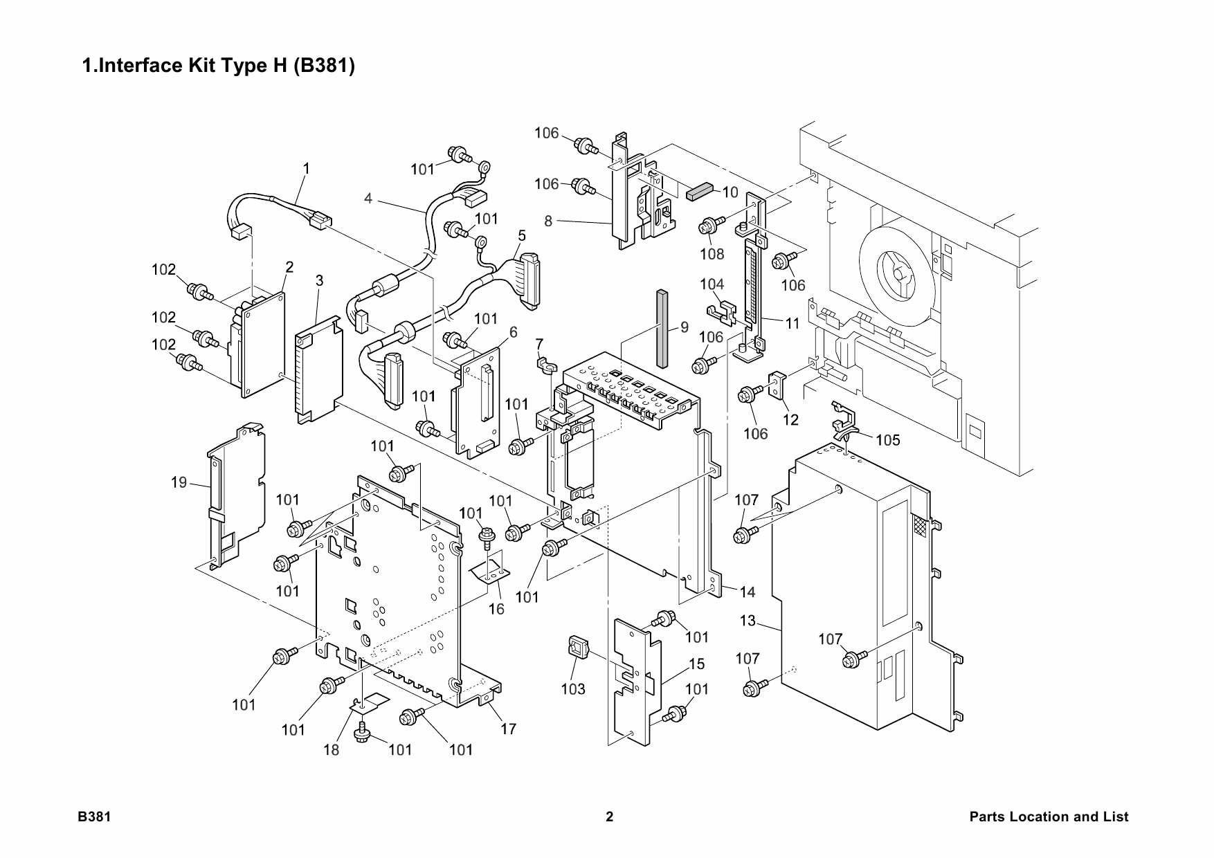 RICOH Options B381 INTERFACE-KIT-TYPE-H Parts Catalog PDF download-2